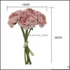 Flores decorativas Guirnaldas Hortensia Ramo artificial Seda Floración Peonía falsa Mano nupcial Flor Rosas Boda Centros de mesa Dec Ot5Ej