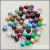 Stone 10Mm Mix Natural Flat Base Round Cabochon Pink Cystal Loose Beads For Necklace Earrings Jewelry Clothes Accessories Making Dro Dhvaq