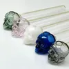 Oil Burner Big Pipes Glass Tube Nails Smoking Pipes 14cm skull Clear/Colourful