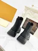 Black Leather Ruby Flat Ankle Boots Women Platform Chelsea Boot Chunky Martin Boots Fashion Booties Elastic Side Panels Circle Signature Lightweight Rubber Sole