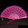 Other Home Decor Lace Hand Fans Wedding Custom Chinese Decoration Flower Pattern Vintage Ornaments Plastic Dance Fan Souvenirs Drop Othr8