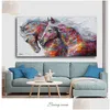 Pinturas desinteressadamente arte de animais dois cavalos de corrida de tela pintando imagens de parede para sala de estar impressão abstrata moderna pôsteres gota dhcdr