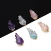 Natural Crystal Stone Wing Pendants Amethyst Rose Quartz Charms For DIY Necklace Earrings Jewelry Accessories