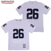 Lågpris Men 26 Saquon Barkley Jersey White Navy Blue College Football Jerseys sydd Hight Qualit