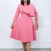 Casual Dresses Elegant For Women Round Neck Full Sleeve High Waisted A Line Formal Office Ladies Work Business Wear Dress Midi Clothes