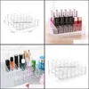 Supports de stockage Racks Transparent 24 Grille Acrylique Maquillage Boîte Rouge À Lèvres Présentoir Cosmétiques Vernis À Ongles Outil Livraison Directe Accueil Ot8Ad