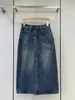 Casual jurken Designer P Zomer splitsen denim urban casual temperament lange rok vast katoenen damesjurk hj9x