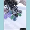 Collane con ciondolo Collana di cristallo di fluorite naturale Pietra di energia Guarigione Meditazione Regalo di yoga Ciondolo di gioielli con consegna a goccia all'ingrosso Dh3Qm