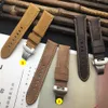 Retro Crazy Horse Real Leather Brown 24mm horlogeband voor riem voor PAM441 Bracelet Butle Buckle Watch Band Tools2137