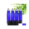 Bouteilles D'emballage 10Ml Verre Roll On Blue Haute Qualité Mini 10 Ml Huile Essentielle Avec Ou Rouleau En Métal 600Pcs / Lot Drop Delivery Office S Dh8Vg