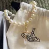 Luxury Fashion Drop pearl necklace pendant Designer Jewelry Stereoscopic Saturn Necklace Retro Style2680