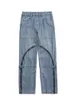 Men's Jeans Fashion Men Around Zipper Straight High Street Hip Hop Denim Loose Fit Casual Cowboy Trousers Spliced Haerm Pants