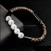 Bracelets à breloques Titane Acier Homme Chakra Bijoux En Gros De Seigle Noir Vcan Perles Braclet Pierre Cuir 594 T2 Drop Delivery Otzxi