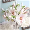Guirnaldas de flores decorativas 1 pieza Rama de magnolia de seda Artificial Flor falsa de alta calidad para la boda Diy Decorar la decoración del hogar Ottyk