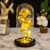 Three gold foil flowers glass cover ornaments creative Christmas Valentine's Day gift roses luminous gifts wholesale