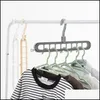 Hooks Rails 9 Holes Magic Clothes Hanger Mtiport Support Circle Hangers for Tork Rack Plastkl￤der Lagring Drop Delivery Hom Otrnv