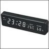 Väggklockor digital klocka Big LED -tid Kalender Temperatur Fuktighet Display Desk tabell Electronic Watch Decor EU Plug Drop Delivery Otxcb