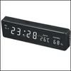 Wandklokken digitale klok grote led -tijd kalender temperatuur vochtigheid display bureau bureau bureau elektronisch horloge decor eu plug drop levering otxcb