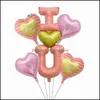 زخرفة الحفلات 18 بوصة الذهب Sier Red Heart Love Balloon Pure Poil Helium Baloon Wedding Virodines Day Homefavor Dhbvh