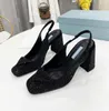 Kvinnors avancerade skor Fashion Shiny Rhinestone Leather Thick Heel Shoes Luxury Show Party Dress Large 35-41