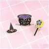 Pins Broschen Kreative Cartoon Halloween Süße Hexe Zaubertrank Hut Zauberstab Brosche Pins Lustige Brief Legierung Emaille Für Jungen Mädchen GIF Dhgas