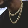 Hip Hop Jewlery Bransoletka 13 mm Miami Cuban Link Łańcuch Złoty Srebrny Kolor Naszyjnik Choker dla kobiet lodowane kryształowy naszyjnik