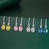 New Charm S925 silver tassel ear hook high carbon super flash yellow diamond earrings fashion large oval earrings female