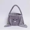 Paaskonijnmand Feestelijke fuzzy lange oren Bunny Bucket Comfort Plush paaseieren opbergzak kinderen snoepspeelgoed draagtas tassen ss1217