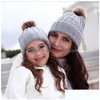 Beanie/Skull Caps Madre Figlia Cappelli abbinati 2 pezzi Berretti Parentchild Inverno caldo lavorato a maglia all'uncinetto Beanie Pom Balls Cappello Drop Deliv Dhvq0