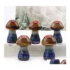 Stone Mini Mushroom Statue Natural Carved Decoration Rose Quartz Healing Crystal Gift Room Ornament Fish Tank Drop Delivery Jewelry Dhjkf