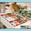 Juldekorationer Vinterhelgen Placemat Santa Claus Heatresistent Washable Table Place Mats för köksmat dekoration SN34 DHXGB