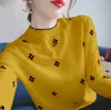 Femmes pull exquis broderie tricots 2021 automne et hiver femme nouveau mince grande taille bas chemise coréen tricot