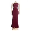 Casual Dresses Sexy Party For Women One Shoulder Bodycon Mermaid Embroidery Floor Length Elegant Birthday Wedding Vestidos Mujer Dress