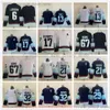 فيلم College Ice Hockey يرتدي الفانيلة خياطة 13brandontanev 17jadenschwartz 67morgangeekie 6adamlarsson 21 29 32 Men Blue Blue White Jersey