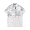 22SS مصممة فاخرة قمصان رجالي أزياء هندسية كلاسيكية طباعة قميص البولينج الأسود هاواي القمصان غير الرسمية للرجال