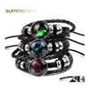 Other Bracelets Arrival 12 Constellations Luminous Bracelet Punk Black Leather Zodiac Alloy Bead Snap Buttons Charm Jewelry For Wome Ottr6