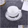 Mats Pads 12Cm European Style Lace Coaster Placemat Embroidery Craft Bowls Coffee Cups Fabric Antiscald Table Insation Plate Mat D Dhgxh