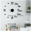 Bureau tafel klokken zwarte wandklok stickers 3d modern horloge keuken kwarts naald acryl huizendecoratie woonkamer stille antiq dhmsf