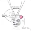 Pendant Necklaces High Quality Engraved Letters Necklace You Are My Sunshine Birthstone Pearl Charms Pendants Heart For Women Diy Je Otfso