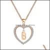 Collane con ciondolo 26 lettere Cuore Amore Collana di cristallo Donna Sier Catena d'oro Cubic Zirconia Idee personali Lusso Pandent Moda Otgae