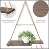 Annan heminredning Premium Wood Swing Hanging Rope Wall Mounted Floating Shees Plant Flower Pot Decorative Wood Sheing Crafts Drop d otpud