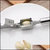 Fruktgrönsaksverktyg Rostfritt stål Vitlök Press Crush Device Hand Presser Crusher Ginger Squeezer Slicer Masher Kitchen Cooking DHMB8