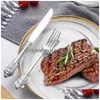 Dinnerware Sets Fl Tableware Spoon Fork Set Stainless Steel Cutlery Knife Of Spoons And Forks Home Drop Delivery Garden Kitchen Dinin Dh9Ov