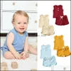 Ensembles de vêtements en gros bébé enfants filles garçons enfants costumes en coton sans manches boutons avant hauts bretelles shorts 2 pièces tenue d'été Dhzjh