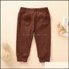 Broek Kids Baby Pocket Solid Colors Elastische peuter jongens kleding baby meisjes casual outfits vrijetijdsuitvoering bebe drop levering dh5s9