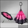 Umbrellas Wholesale Creative Inverted Double Layer With C Handle Inside Out Reverse Windproof Sunny Rainy Umbrella 9 Colors Dbc Dh06 Dhttq