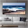 Paintings Beach Landscape Canvas Painting Indoor Decorations Wood Bridge Wall Art Pictures For Living Room Home Decor Sea Sunset Pri Dh0Pb