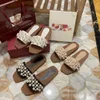 2022 Sandálias de miçangas de mão de mão sandálias microfiber ladrinhas designer de moda Slippers praia apartamentos 3 cores 35-41