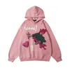 Hip Hop z kapturem bluzy uliczne streetwear harajuku kreskówka wydruku pullover polarowe bluzy męskie moda swobodna luźna punkowa gotycka bluza z kapturem