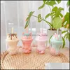Vattenflaskor Creative Kawaii Cat Claw Double Layer Plastic Cup Girl Heart Fashion St Light Lovely Petal Drop Delivery Home Garden K OT3FK